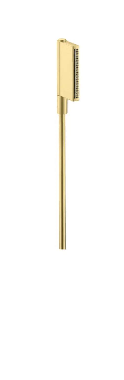 Brausekopf in gebürstetem Messing mit zwei Strahlarten. Das Produkt gehört zur AXOR Kollektion und zeigt ein minimalistisches, funktionales Design.